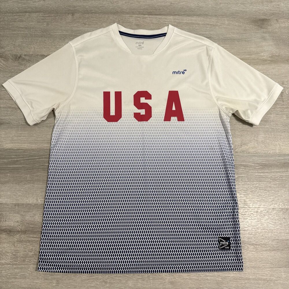 USA Soccer Shirt Mitre Elite USMNT Men’s Medium White Red Blue